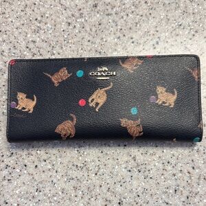 Coach Slim Wallet with Kitten Yarn Design